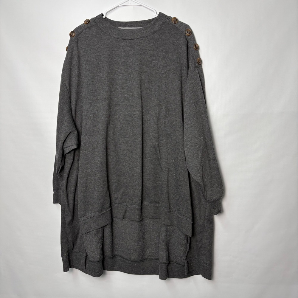 The Sweatshirt Project Charcoal Gray Oversized Button Shoulder Tunic XL